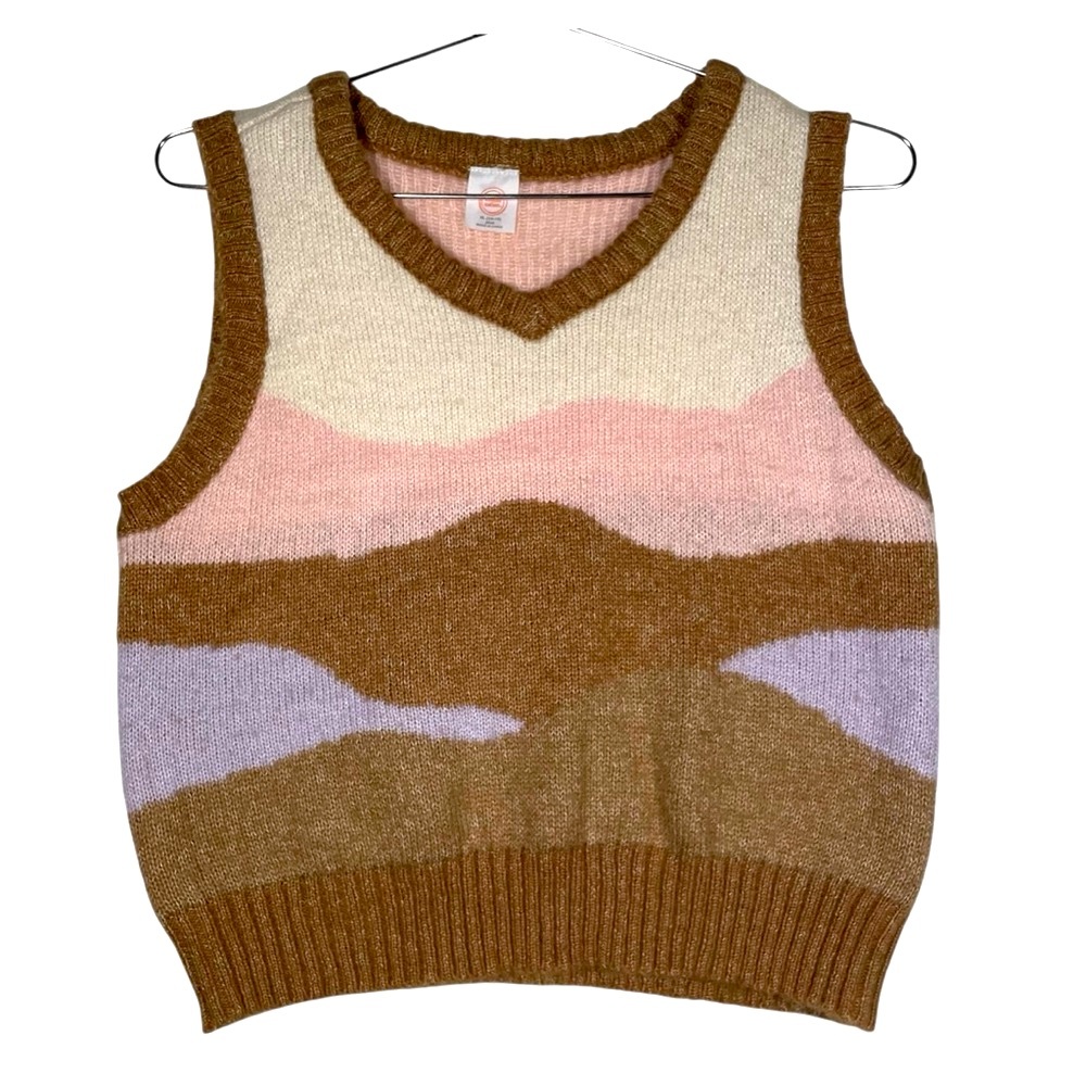 Wonder Nation Kids' Brown and Pink Knit Sweater Vest